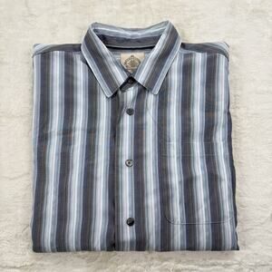 Tommy Bahama Men’s Long Sleeve Blue Gray Striped Button Down Shirt Size Large